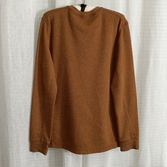 Eddie Bauer M Sienna Ginger Brown Waffle Knit Thermal Henley - Picture 4 of 11
